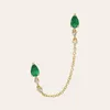 Stud Oorbellen AIDE S925 Sterling Zilver Emerald Diamond Kwastje Ketting Voor Vrouwen Delicate Drop Earring Sieraden Geschenken Brinco Aretes