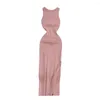 Casual Dresses Sexy Lady Summer Dress V-shaped Back Anti-pilling Ball Vest Sleeveless Low-cut Prom Maxi Women Garment