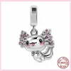 For pandora charm 925 silver beads charms Christmas Santa Claus Elk Gift Flamingo Snowflake charm set