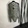 Triángulo invertido Mush Traje de baño Mujer Monos huecos Diseñador Mamelucos completos de diamantes de imitación Perspectiva de manga larga Trajes de baño para dama