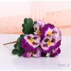 Fiori decorativi 14 teste Viola del pensiero Bouquet di fiori di seta artificiale Display per la casa Decorazione Piante finte