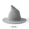 Halloween Cosplay Witch Hat Solid Color Wide Brim Wizard Pointy Bucket Cap Winter varm faux ull stickad fest maskerad hattar