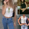 Kobiety dla kobiet koronkowe zbiorniki na kobiecą kamizelki bez rękawów Summer Slim Fit Exposed pępa pępka