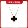 Sterling silver lucky Four-leaf clover necklace for female 18k rose gold red agate chain pendant