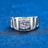Solitaire Ring 1 Ring för män 14K Vittguldpläterat Sterling Silver Rings Round Diamond Engagement Wedding Ring 230621