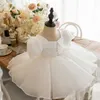 Baby Girls Baptism Dress Princess White 1st Birthday Party Wear Toddler Girl Lace Christening Gown Infant Tutu Baptism Clothes L230625