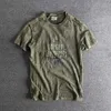 Men's T-Shirts Natural Curling Retro Washed and Old Letter Printing Summer Trendy European and American Men's Round Ne Shortsleeved Tshirt J230625