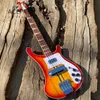 5-piece Neck Thru Body Cherry Sunburst 4 String Electric Bass Guitar Adjustable Bridge Available Checkerboard Binding