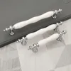 Pure White Ceramic Handle Kitchen Cabinet Handles Cupboard Door Pulls Drawer Knobs Gold Style Zinc Furniture Handle Hardware