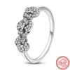 Clusterringe Authentische 925er Silber Krone Herz Blume Schleife Flügel Klarer Zirkon Funkelnder Original Pantaro Ring für Frauen Schmuck Hochzeit