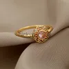 Obrączki moda pierścionki z opalem dla kobiet stal nierdzewna regulowana para pierścionek geometryczny Handmade estetyczna biżuteria prezent Anillos x0625