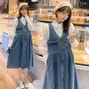 Women's Jeans Women's Loose Denim Strap Dress For Women Blue Maternity Wear Spring Autumn Winter V-neck Long Skirt Retro Gentle And