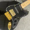 Custom Shop, guitare électrique noire en forme de ST Speed, touche en érable, quincaillerie dorée, livraison gratuite