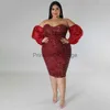 Casual Dresses SOMOIA Plus Size Dress Sexy Sequin Dress Strapless Gauze Solid Evening Dress Tight Hot Girls Party Dress Wholesale Dropshipping x0625