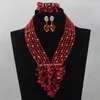 Halsband örhängen uppsättning 2023 afrikanska vinröda korallpärlor smycken pärla nigeriansk bröllop brud cj447