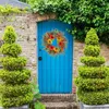 Kwiaty dekoracyjne sztuczne słonecznik letni wieniec rattan do drzwi okna wisząca dekoracja domu