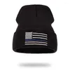 Beanies 1pc American Flag Embroidered Men's Knitted Hat Warmer