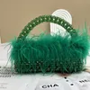 Big Ostrich Hair Handmade Beaded Bag Autumn/Winter Dinner Fashion Feather Handbag 230625