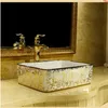 Mosaic Gold Rectanglar Washbasin Luxurious Artistic Wash Basin Bathroom Sinkhigh quatity Sekrb