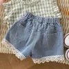 Shorts filles Denim Shorts couleur unie taille haute été enfants Jeans pantalons courts vêtements 230625