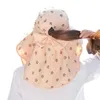 Breda randen hattar rimiut gård som arbetar utomhus solskydd ansiktsmask solhats för kvinnor mode blomma tryckt sommarhatt uv skyddar sun hatsun block hkd230625