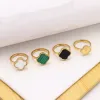 Cluster Ringen Luxe Klassieke 4/Klavertje Vier Charme Ring Designer 18k Gouden Schelp voor Meisje Bruiloft Moeder Dag Mode-sieraden Vrouwen Cadeau