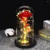 Fleurs décoratives Rose artificielle dans le dôme en verre de LED cadeau pour toujours à la décoration de mariage de jour de Valentines de petite amie