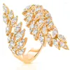 Anneaux de mariage Mode Mariée Éclat Ange Plume Aile Tempérament Romantique Réglable Ouvert Exquis De Luxe Bijoux Accessoires