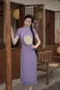 Etniska kläder eleganta kvinnor spolknapp lång qipao traditionell kinesisk cheongsam vintage klassisk sexig smal bankett kvällsfest klänning