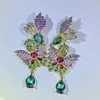 Studörhängen 2023 Exquisitenes Butterfly Earring For Women S925 Silver Färgglad Sapphire Ruby Heavy Industry Crystal Diamond Gift Jewelry