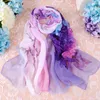 Halsdukar elegant vacker lutning peony tryck chiffong georgette halsduk kvinnor foulard sommar strand solskydd tunn hijab