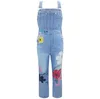 Nouveaux jeans pour femmes Polyester pantalon à bretelles surdimensionné salopette imprimée simple avec poches respirant doux Baggy taille moyenne femmes