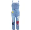 New Women's Jeans Polyester Oversized Suspender Pants Simple Printed Overalls With Pockets Breathable Soft Baggy Mid Waisted Women