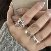 Band Ringen Nieuwe Glanzende Pentagram Ster Paar Ring Voor Mannen Vrouwen Verstelbare Vinger Ring Sieraden Voor Egirls Onregelmatige Vintage Y2k Accessoires x0625