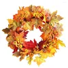 Decorative Flowers Pumpkin Wreath Artificial Flower Garland Autumn Harvest Thanksgiving Halloween Decoration Door Wall