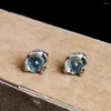 Stud Earrings Topaz For Men 925 Sterling Silver Snake Korean Fashion Punk Gothic Jewelry Hypoallergenic