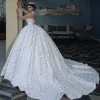 Vestido Wedding Dresses High Collar Long Sleeve Lace Aptique Bridal Gownsカスタムメイドスイープトレインボールガウンウェディングドレスローブ