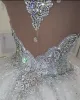 Lüks Dubai İmparatorluk Gelinlik Kristal Boncuklu Kabarık Gelinlikler Vintage Geri Gelinlik Robe De Mariee Bes121