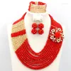 Necklace Earrings Set Beautiful African Wedding Jewelry Costume Nigerian Crystal Beads 2023 Design Wholesale AMJ570