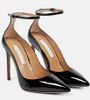Eleganckie damskie buty sukienki owinięte patentą skórzaną kryształową siatkę sandalias imprez