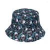 Berets Sommer Halloween Graffiti Eimer Hut Schädel Reversible Fischer Kürbis Muster Faltbare Festival Cosplay Bob Cap