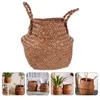 Storage Bags Woven Seagrass Basket Hand Belly For With Handles