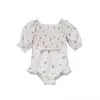 2023 Summer Baby Girls Floral Smocked Szybkie i kapeluszowe maluch na plaż