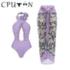 Damskie stroje kąpielowe cputan seksowna spódnica stroju kąpielowego Summer Kobiet kantar 3D Flower Print Szybkie sukienka na plażę pokrywkę Monokini Bath Suit 230621