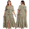 Casual Dresses 2023 Summer New Hot Sale European and American Style Plus Size Böhmen tryckt lös klänning för kvinnor x0625