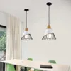 Pendant Lamps Slope Lights Wood And Aluminum Restaurant Bar Coffee Dining Room LED Hanging Light Fixture