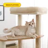 SCRACKERS H108CM MODERN CHAT TREE Wood Tower Scratching Post For Kitten Multimids Tower avec un grand lit de perchoir Condos Rascador Gato