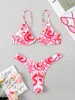 2023 Sommarkvinnor samlade stålstöd Split Bikinis Swimsuit Push Up Padded Low Midj Thongs Beach Wewar badkläder