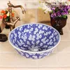 Jingdezhen Ice Plum Blossom Design Ceramic Sink Blue Wash Basin for Hote and HomeHigh Quatity QJMXL