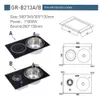 1 Buner Gas Spis Hob Sink Combo 580*365*130mm Boat Caravan RV Camper GR-B213B